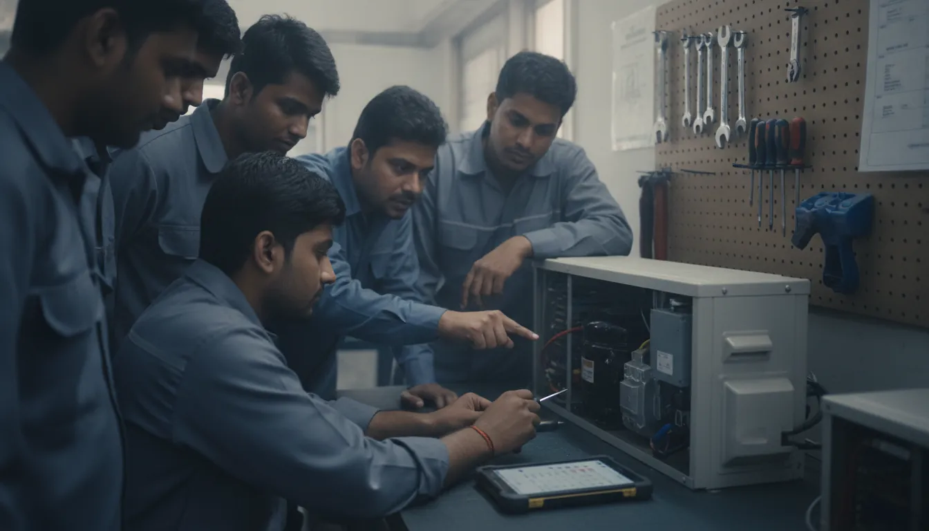 Technicians in hands-on training at the Service Yantra Academy.