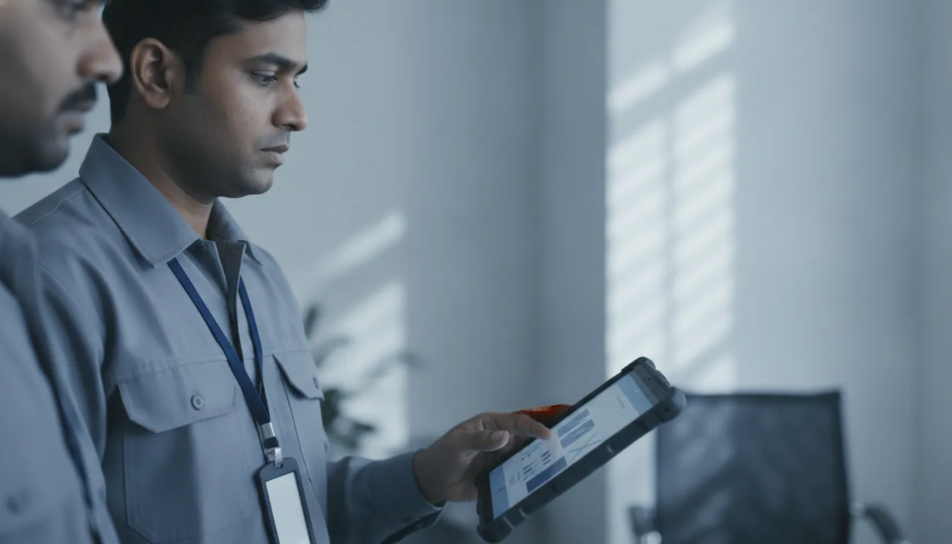 A verified technician’s identity and credentials checked before site entry.